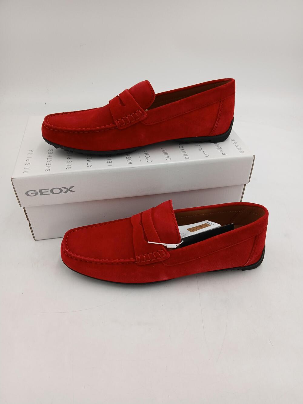 Geox Kosmopolis Grip Loafer Shoes Mens Red Suede Respira Slip On Size 10